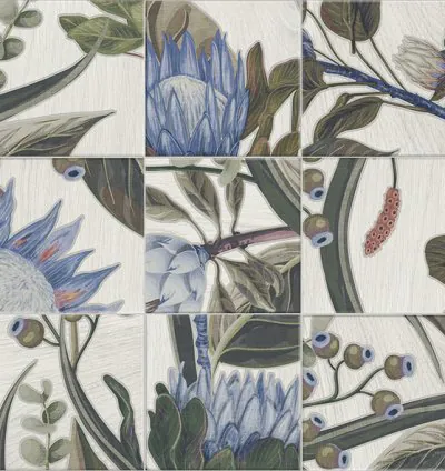 DECOR BLUE LEAVES 20X20