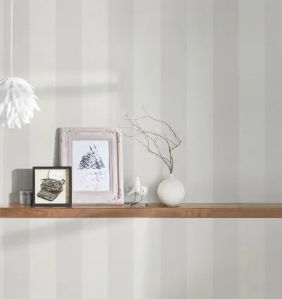 Papel Pintado Natural Living Rayas Aspecto Lino Gris Blanco