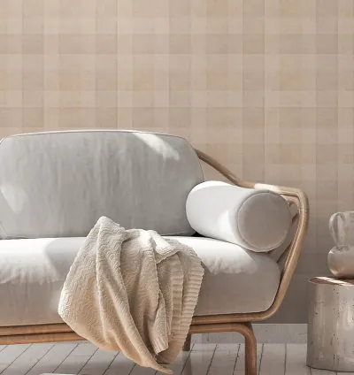 Papel Pintado Natural Living Cuadros Aspecto textil Marrón